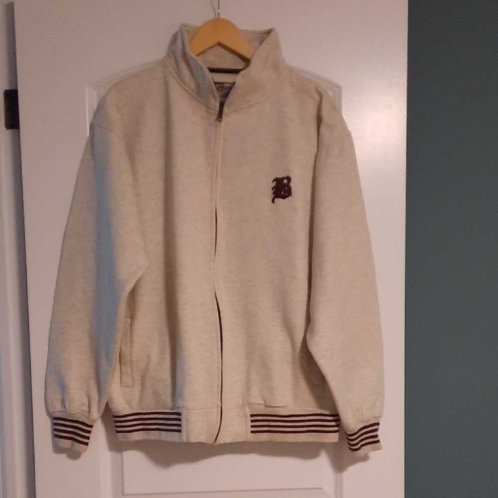 Men's Beige Zip-Up Sweater